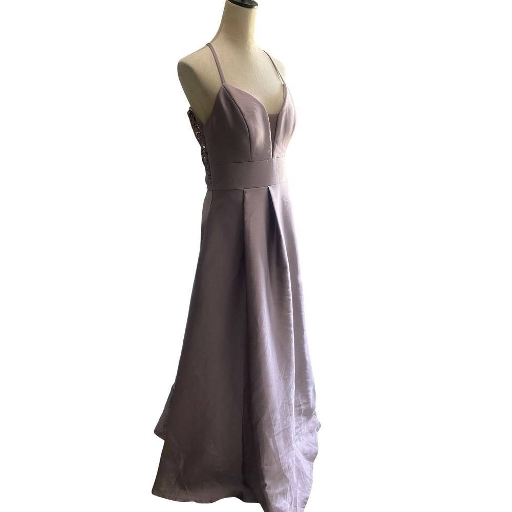 Speechless Mauve Satin Lace Back Formal Gown Dress Size 11 Prom Wedding - Picture 3 of 9